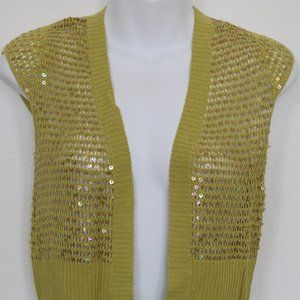 NORDSTROM BRAND Sequin SILK Crop VEST KNIT Cardigan Crochet BOHO - Size S - NWOT